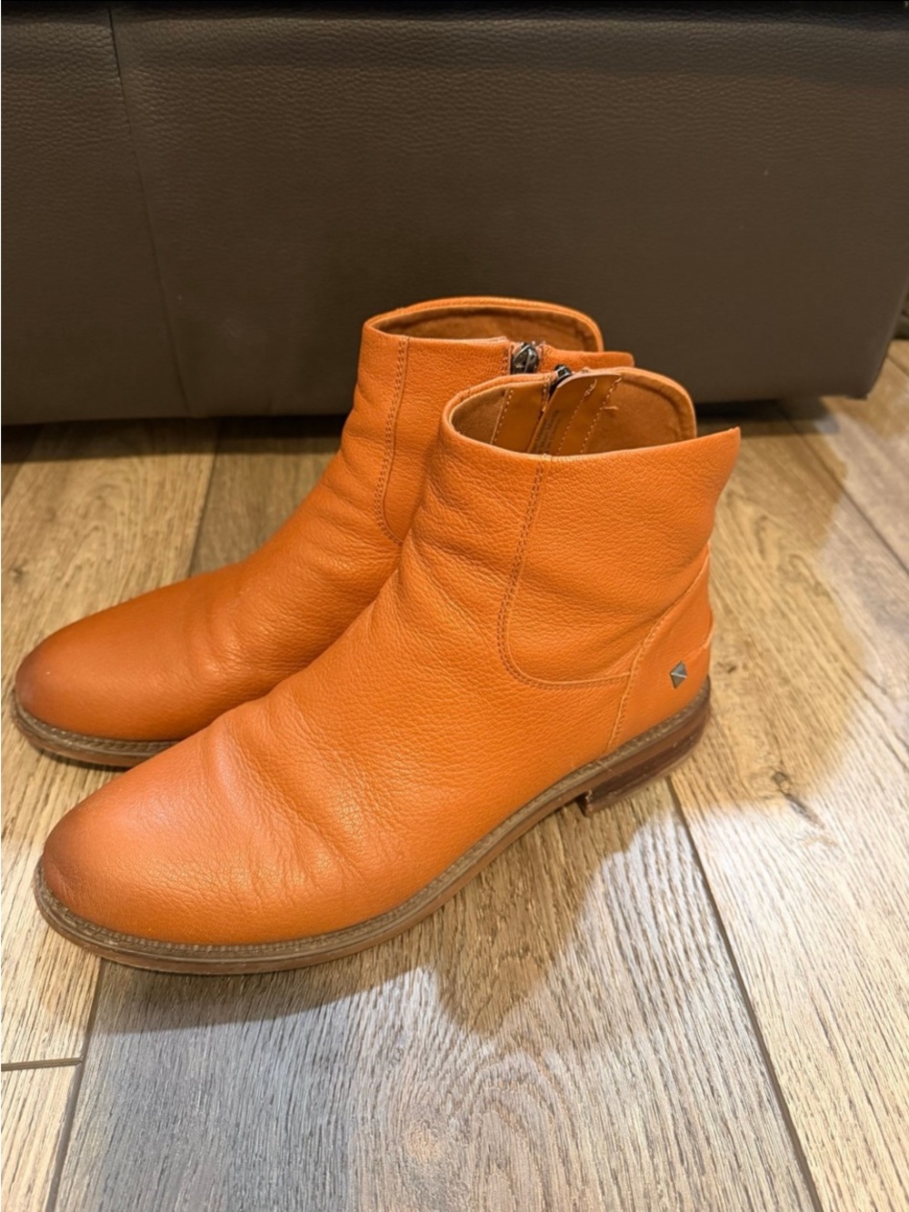Franco Sarto Women’s Burnt Orange Leather Ankle Boots Size 10